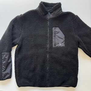 SPYDER High Pile Fleece Full Zip Jacket Mens Large Black Nylon Panels Sherpa